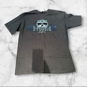 Harley Davidson T Shirt Sturgis 2004 Size Large Hanes Beefy Preshrunk Grey Skull